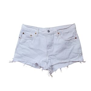 Levi's 510 White‎ Cutoff Denim Shorts Frayed Hem Size 29W